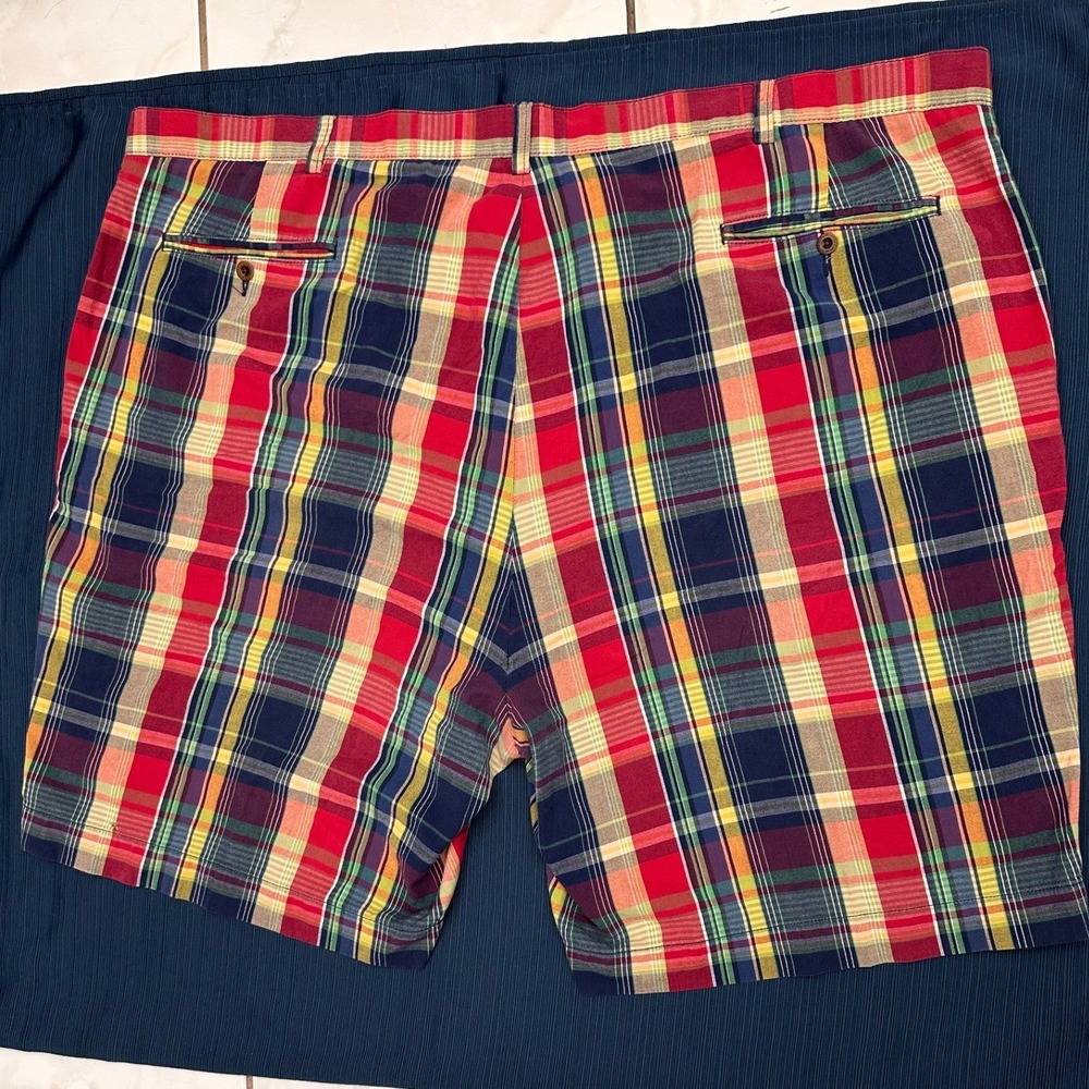 Vtg Polo Ralph Lauren Big Prospect Short Mens 54 Plaid Madras Chino 90s Y2K - Picture 2 of 11